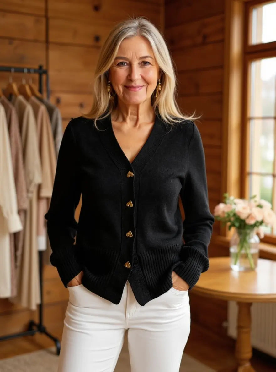 Lydia Cardigan — Elegancki kardigan z serduszkowymi guzikami-15382393749829-Helena i Kasia Warszawa