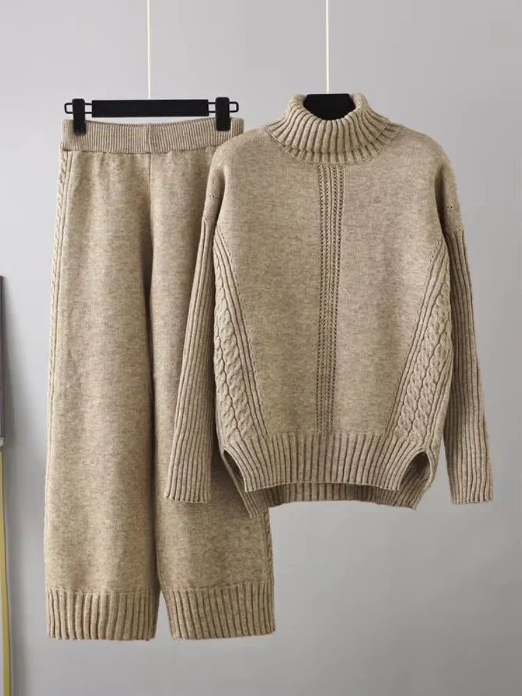 Scarlett - Elegancki sweter z wysokim kołnierzem i luźne spodnie