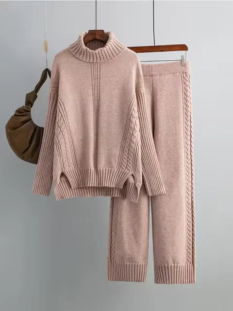 Scarlett - Elegancki sweter z wysokim kołnierzem i luźne spodnie