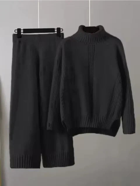 Scarlett - Elegancki sweter z wysokim kołnierzem i luźne spodnie