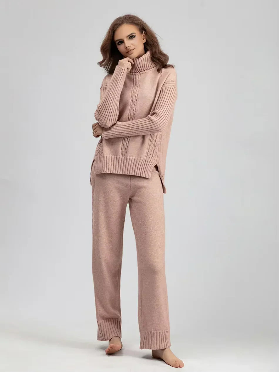 Scarlett - Elegancki sweter z wysokim kołnierzem i luźne spodnie