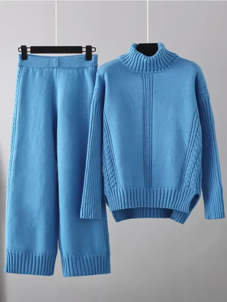 Scarlett - Elegancki sweter z wysokim kołnierzem i luźne spodnie