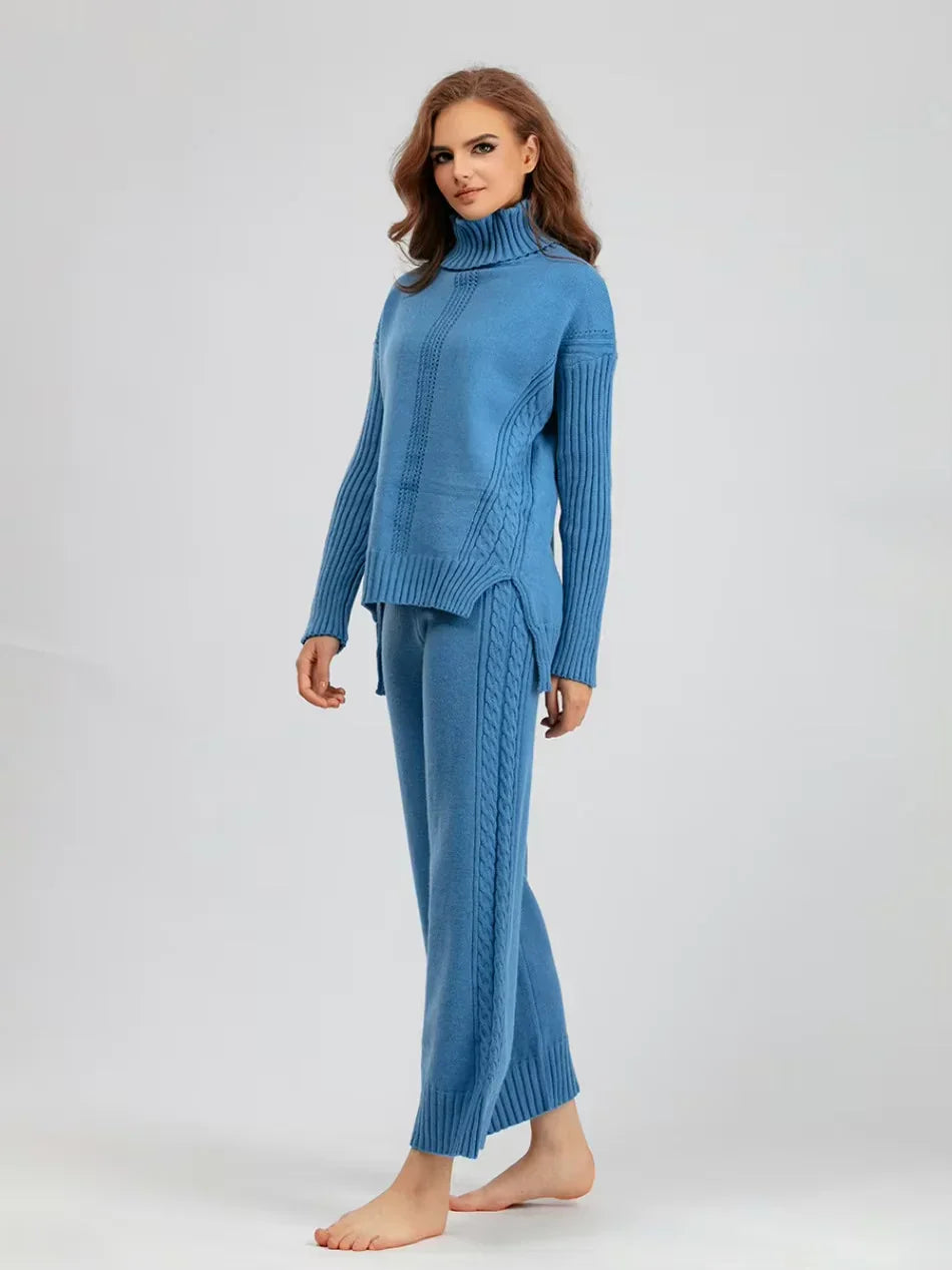 Scarlett - Elegancki sweter z wysokim kołnierzem i luźne spodnie