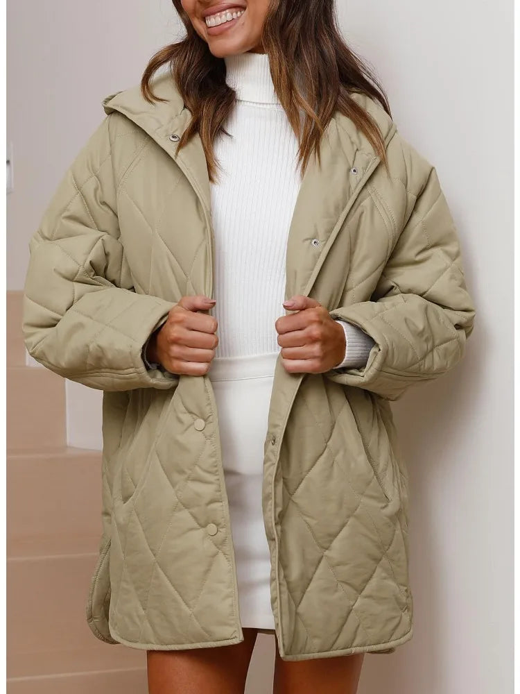 Aria - Pikowany Oversized Płaszcz z Kapturem-15365420810565-Helena i Kasia Warszawa