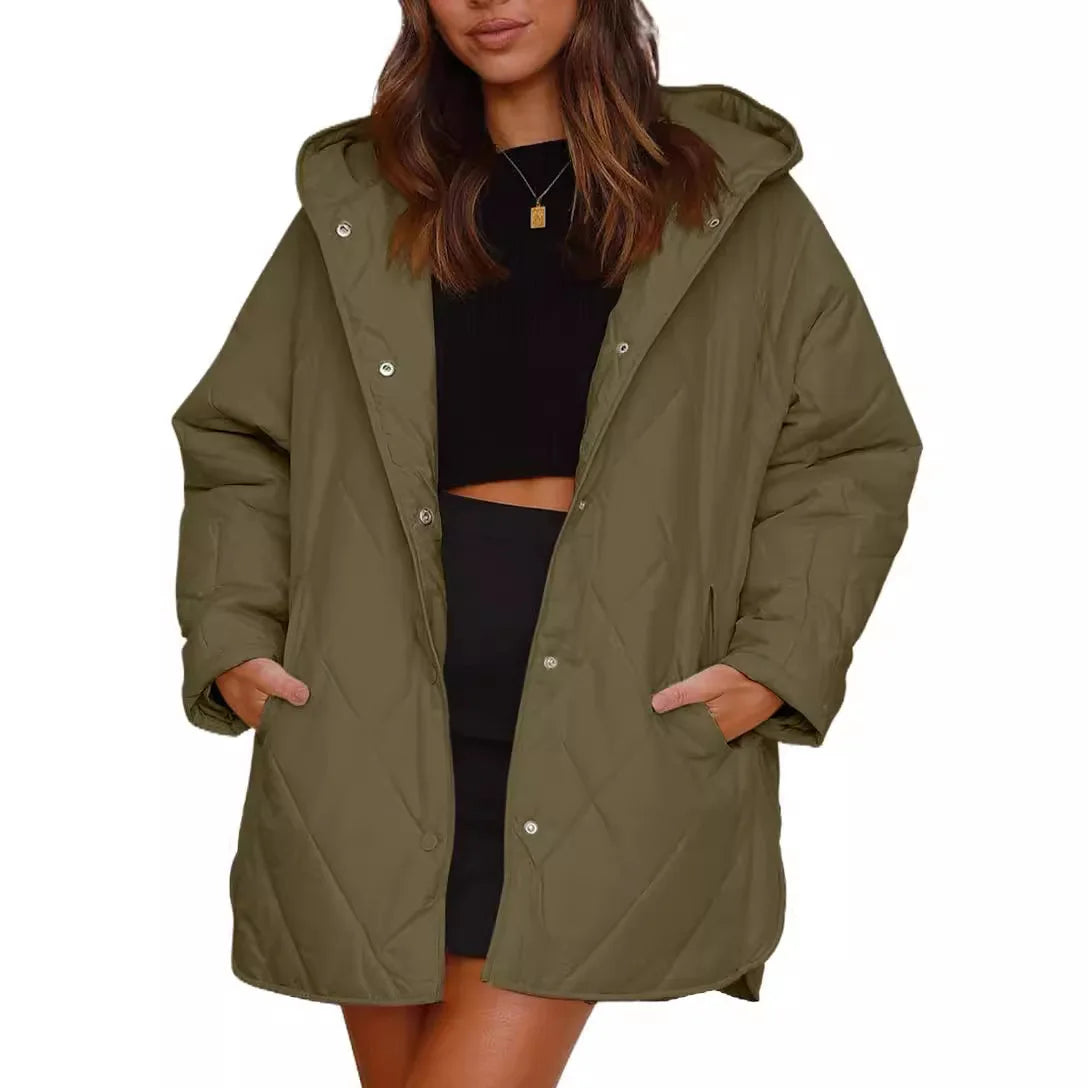 Aria - Pikowany Oversized Płaszcz z Kapturem-15365420810565-Helena i Kasia Warszawa