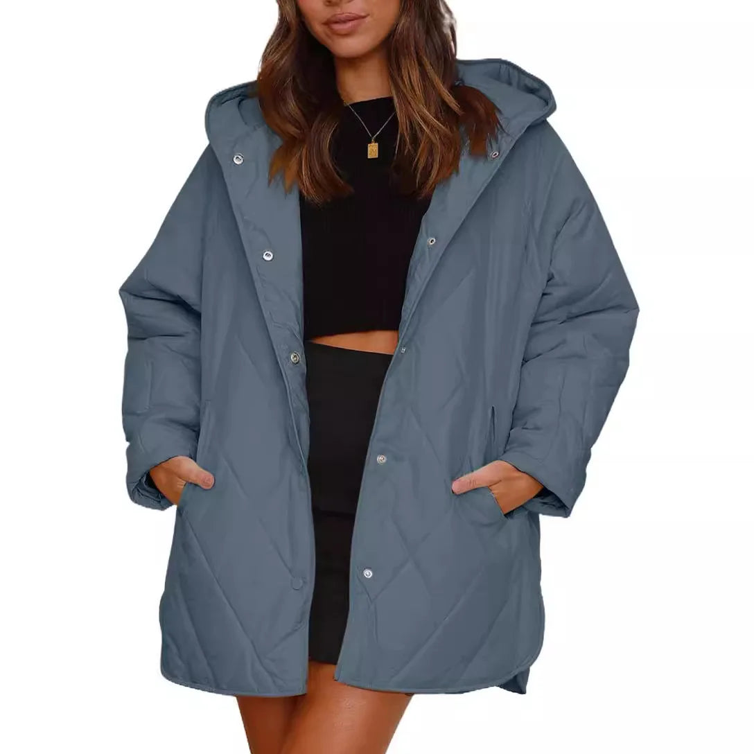 Aria - Pikowany Oversized Płaszcz z Kapturem-15365420810565-Helena i Kasia Warszawa