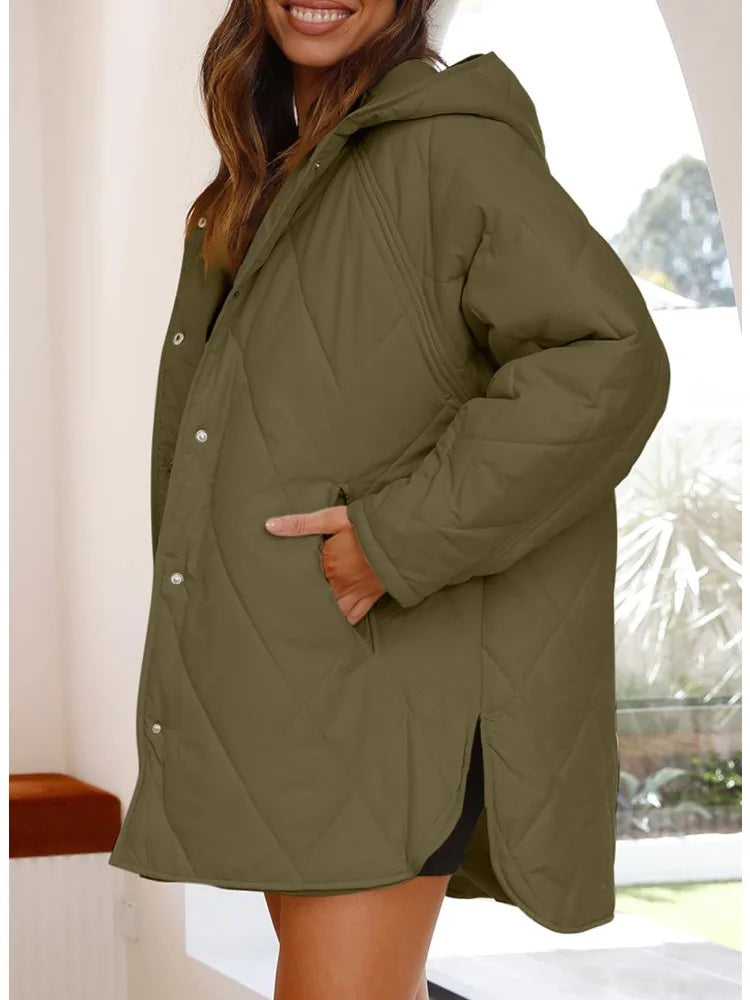 Aria - Pikowany Oversized Płaszcz z Kapturem-15365420810565-Helena i Kasia Warszawa