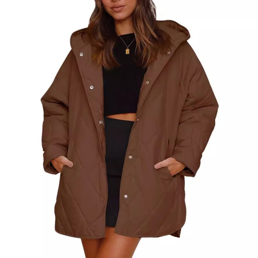 Aria - Pikowany Oversized Płaszcz z Kapturem-15365420810565-Helena i Kasia Warszawa
