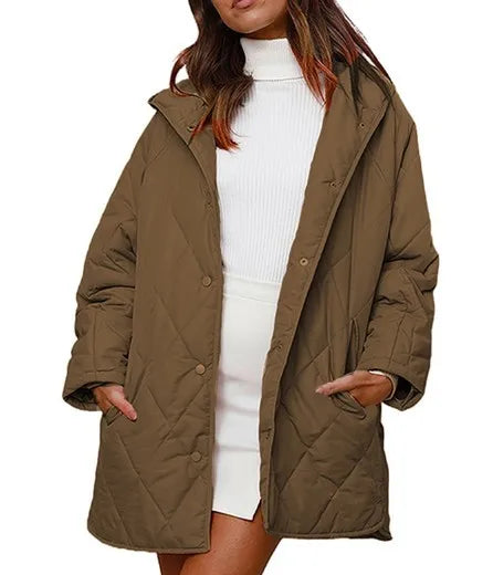 Aria - Pikowany Oversized Płaszcz z Kapturem-15365420810565-Helena i Kasia Warszawa