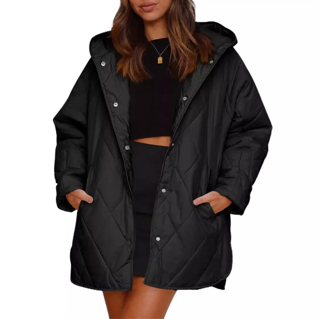 Aria - Pikowany Oversized Płaszcz z Kapturem-15365420810565-Helena i Kasia Warszawa