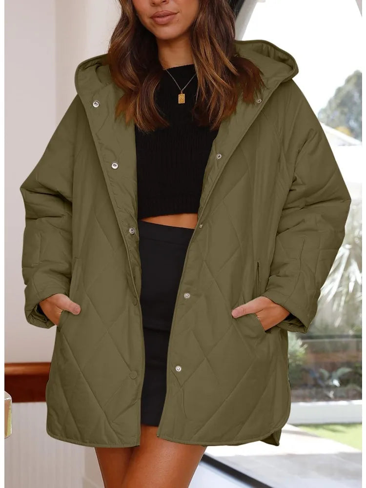 Aria - Pikowany Oversized Płaszcz z Kapturem-15365420810565-Helena i Kasia Warszawa