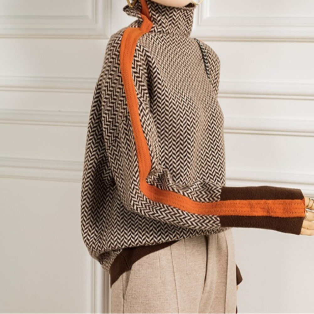 Eleanor - Turtleneck w wzór w jodełkę-15374249558341-Helena i Kasia Warszawa