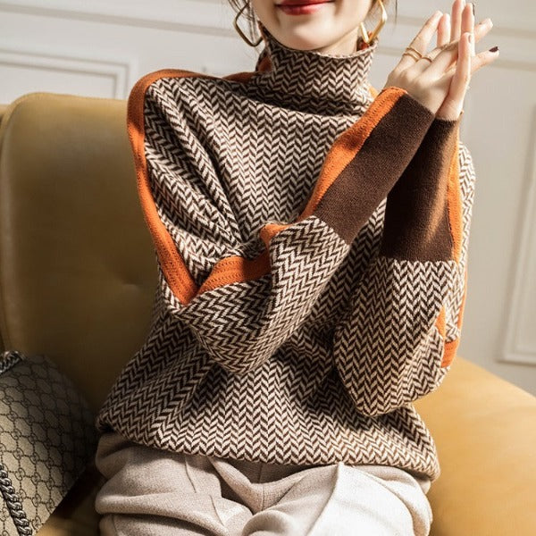 Eleanor - Turtleneck w wzór w jodełkę-15374249558341-Helena i Kasia Warszawa