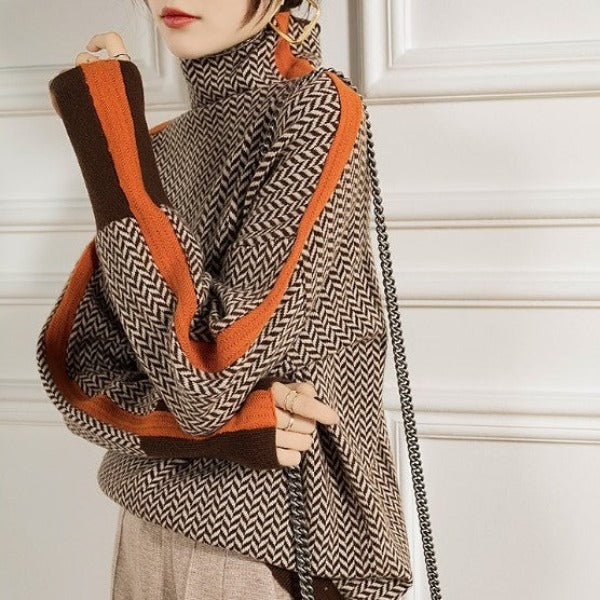 Eleanor - Turtleneck w wzór w jodełkę-15374249558341-Helena i Kasia Warszawa