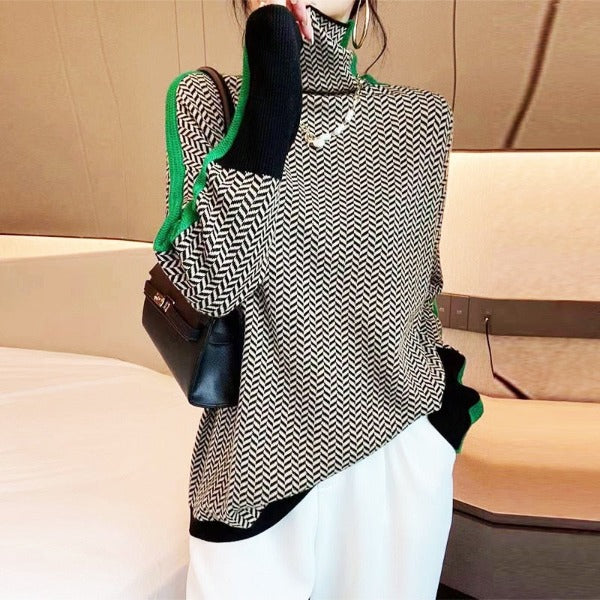 Eleanor - Turtleneck w wzór w jodełkę-15374249558341-Helena i Kasia Warszawa