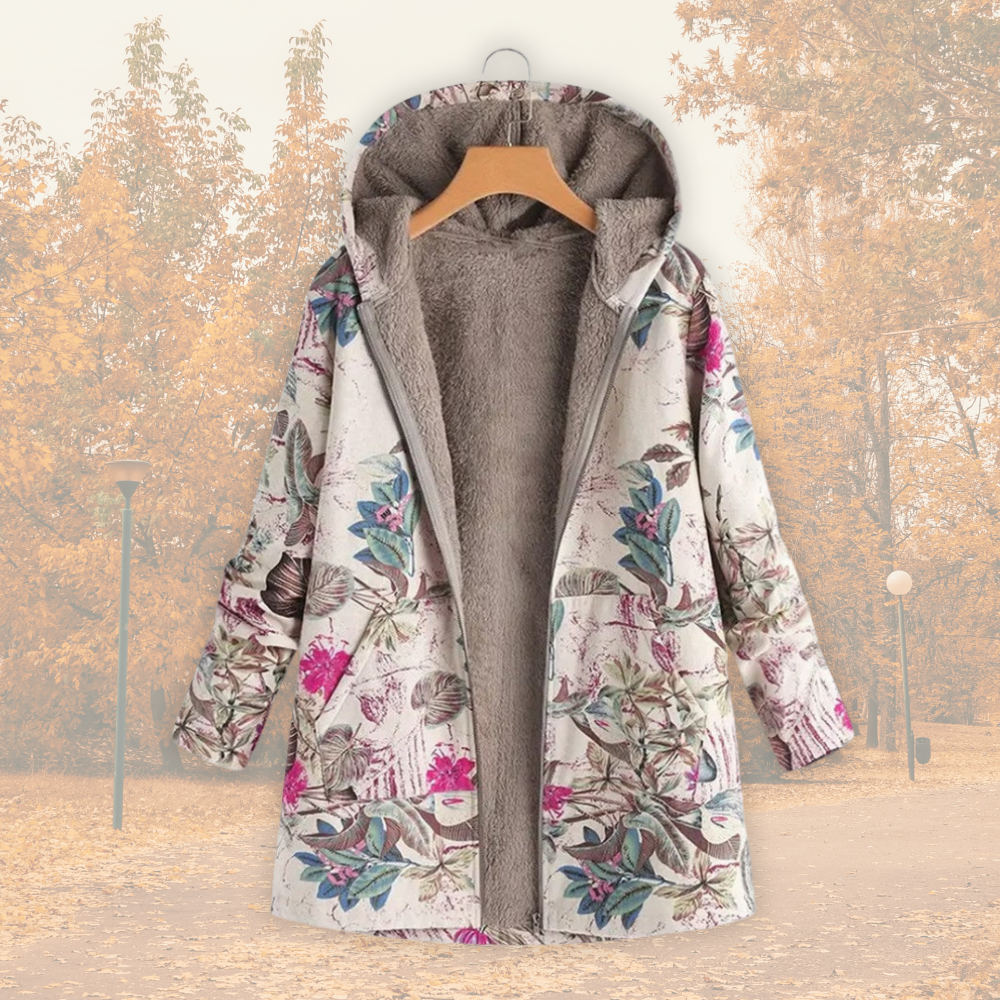 Elowen - Kwiatowy Płaszcz z Podszewką Sherpa-15365420351813-Helena i Kasia Warszawa
