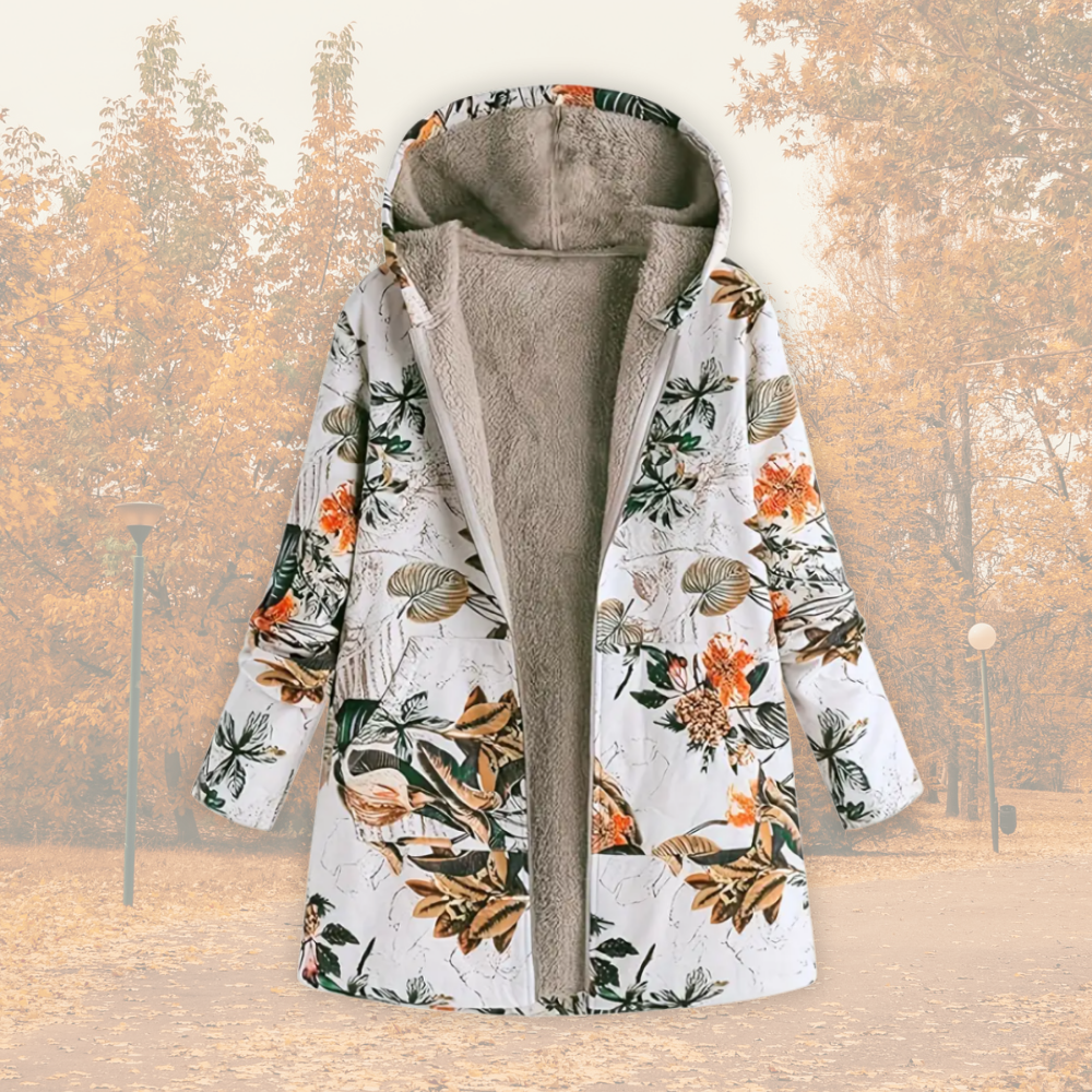 Elowen - Kwiatowy Płaszcz z Podszewką Sherpa-15365420351813-Helena i Kasia Warszawa