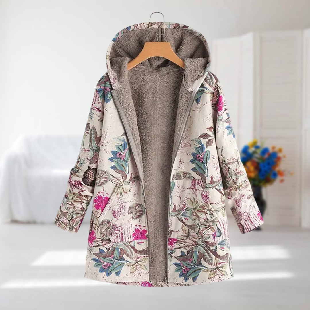 Elowen - Kwiatowy Płaszcz z Podszewką Sherpa-15365420351813-Helena i Kasia Warszawa