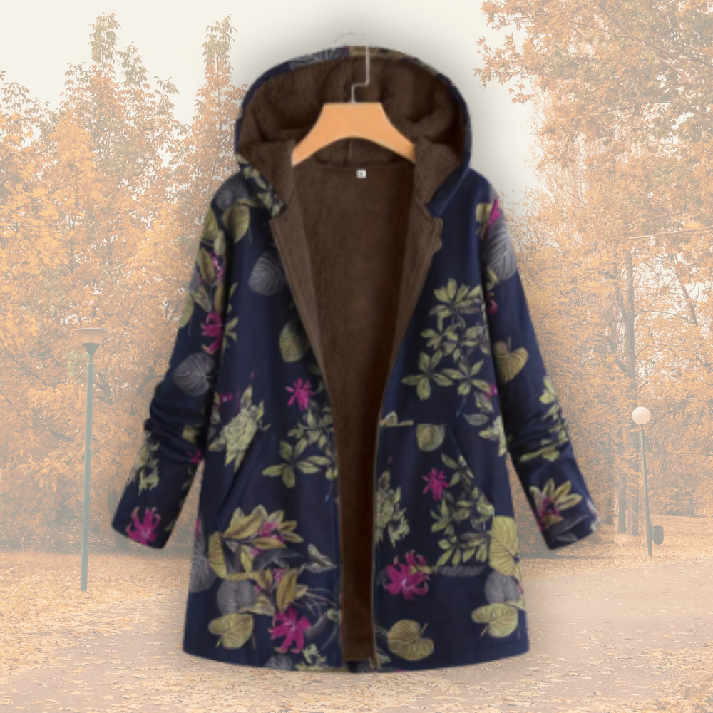 Elowen - Kwiatowy Płaszcz z Podszewką Sherpa-15365420351813-Helena i Kasia Warszawa