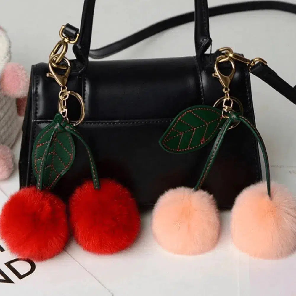 Fluffy Cherry – Zabawny wzór z puszystą wiśnią – Zawieszka do torebki-15216244490565-Helena i Kasia Warszawa