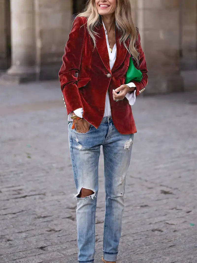 Julissa - Dopasowana Marynarka z Aksamitnego Materiału-15365421203781-Helena i Kasia Warszawa