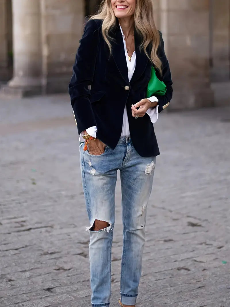 Julissa - Dopasowana Marynarka z Aksamitnego Materiału-15365421203781-Helena i Kasia Warszawa
