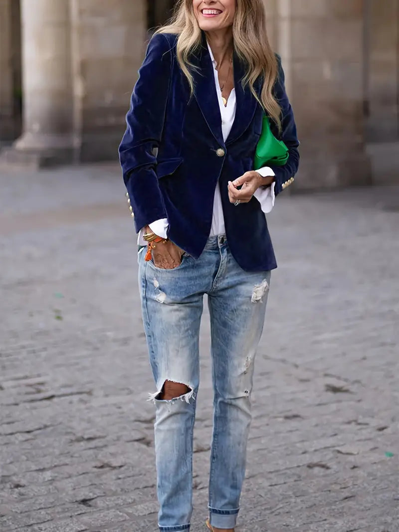 Julissa - Dopasowana Marynarka z Aksamitnego Materiału-15365421203781-Helena i Kasia Warszawa