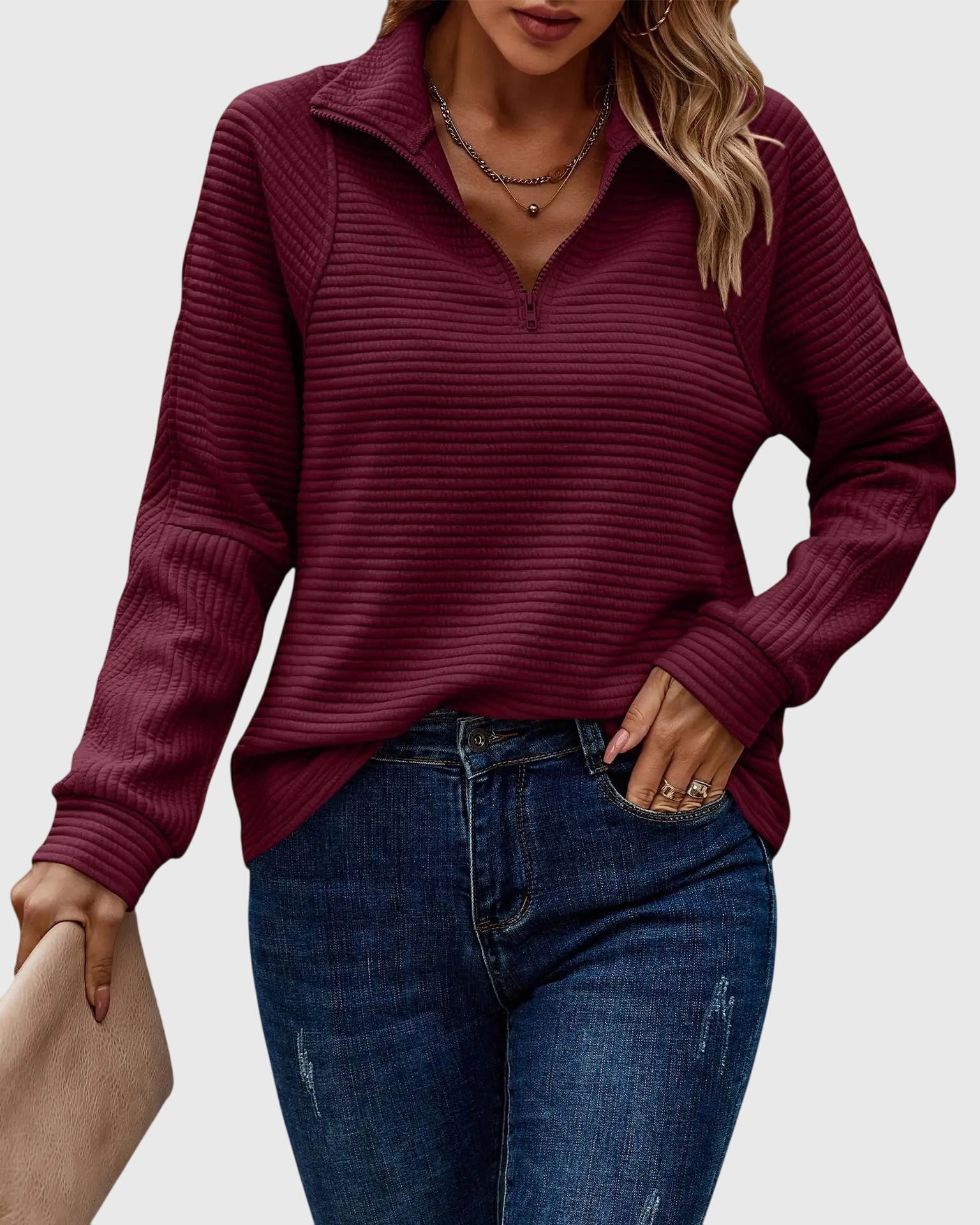 Molly - Elegancki Sweter z Pół-Zipem-15374250770757-Helena i Kasia Warszawa