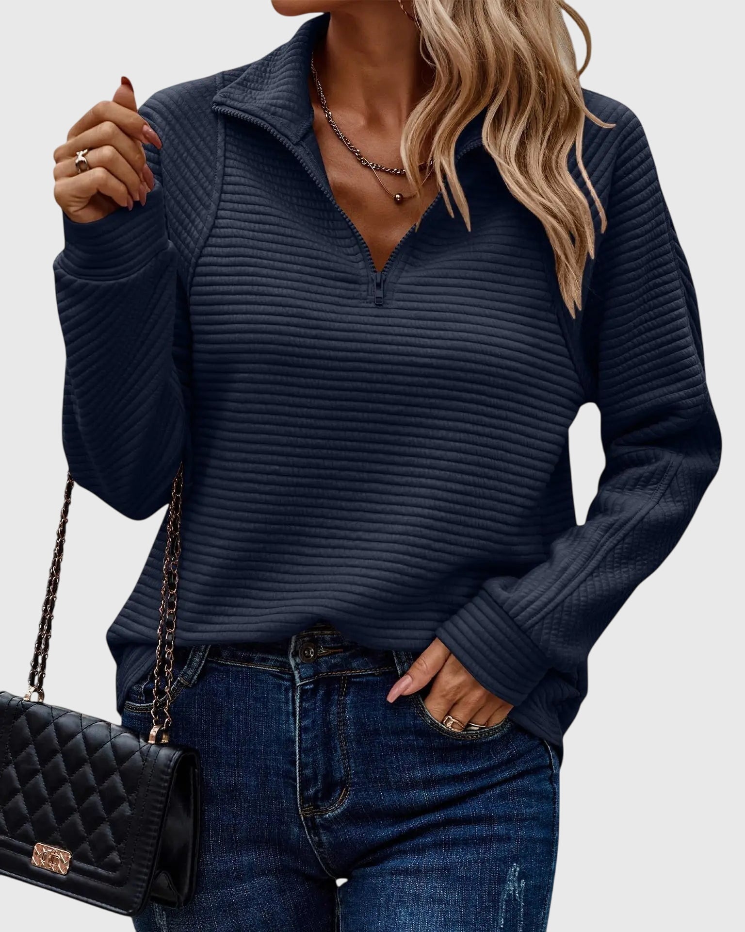 Molly - Elegancki Sweter z Pół-Zipem-15374250770757-Helena i Kasia Warszawa