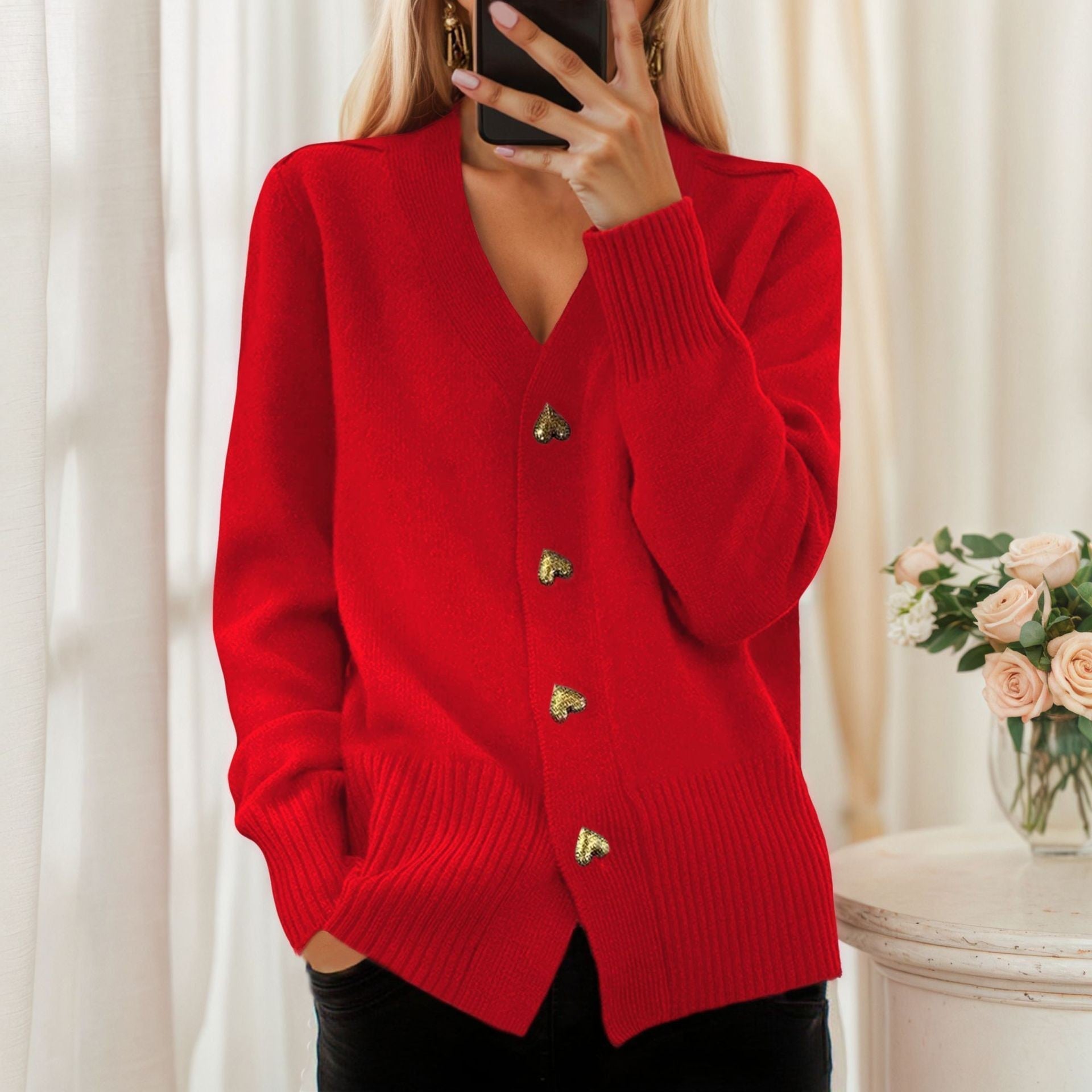 Lydia Cardigan — Elegancki kardigan z serduszkowymi guzikami-15382393749829-Helena i Kasia Warszawa