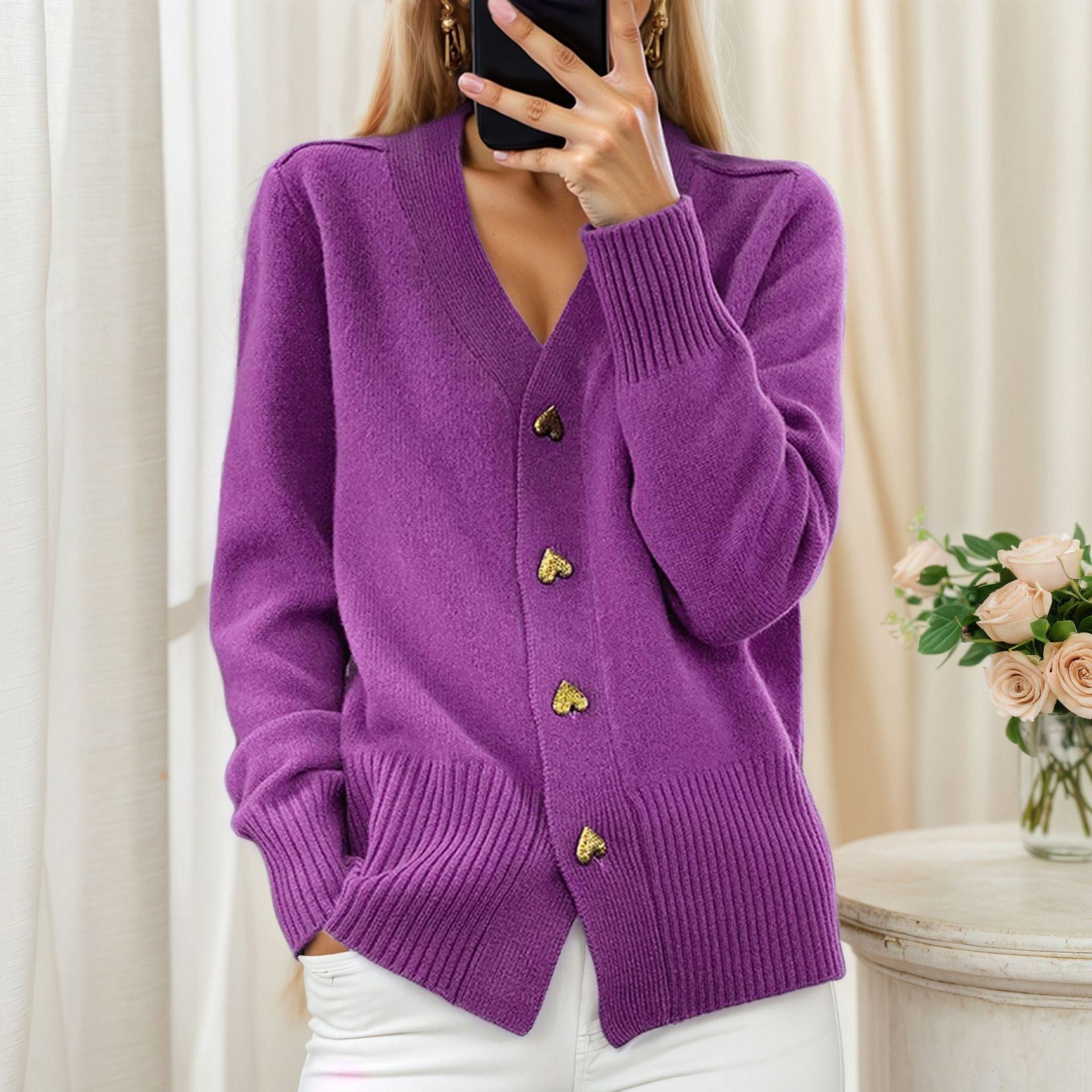 Lydia Cardigan — Elegancki kardigan z serduszkowymi guzikami-15382393749829-Helena i Kasia Warszawa