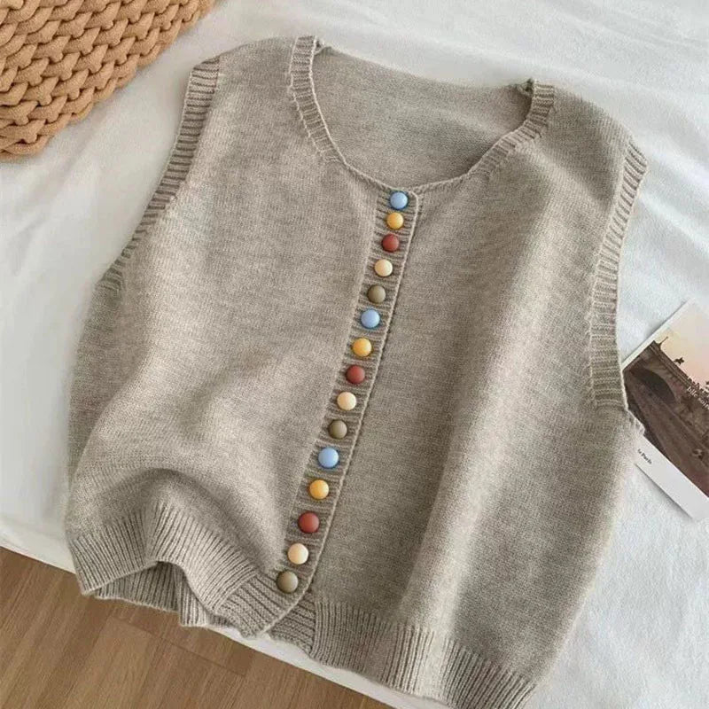 KAMIZELKA DZIANINOWA MARIBEL Z KOLOROWYMI GUZIKAMI-15373955531077-Helena i Kasia Warszawa