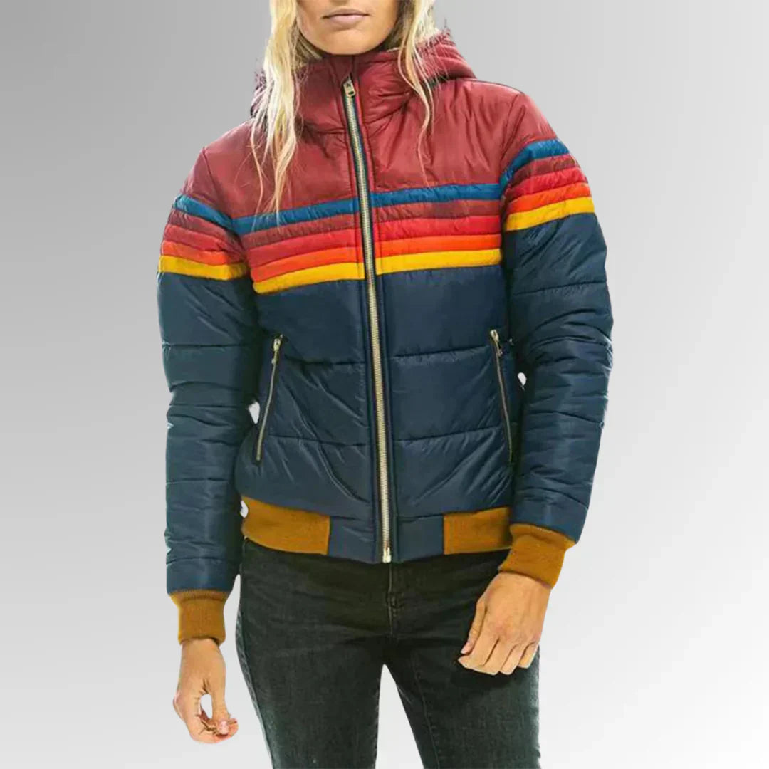 Sierra - Damska Retro Pikowana Kurtka w Paski-15365418811717-Helena i Kasia Warszawa